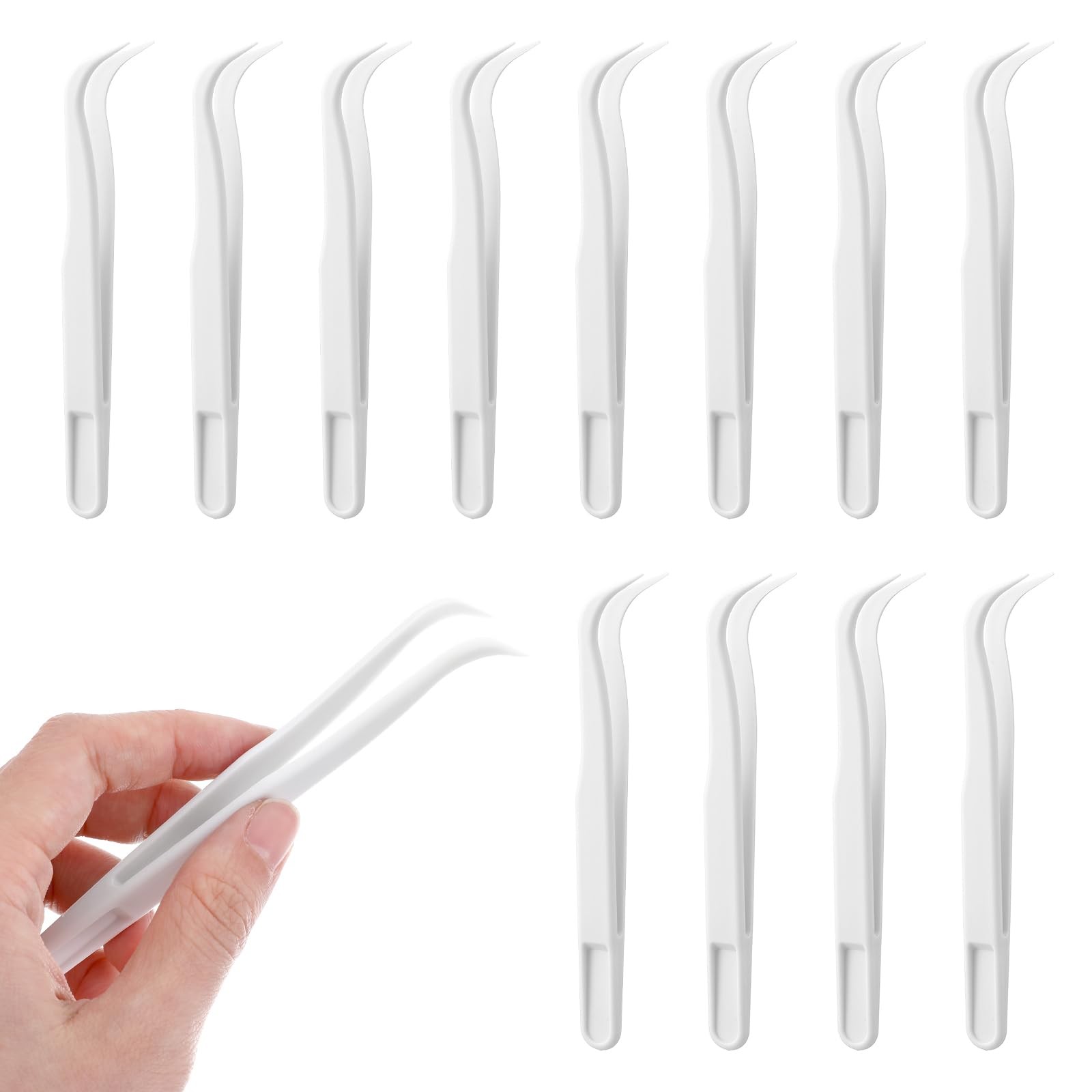 12 Pcs Tweezers for Crafting, Plastic Bead Craft Tweezer Pack, Art Tweezer fo…