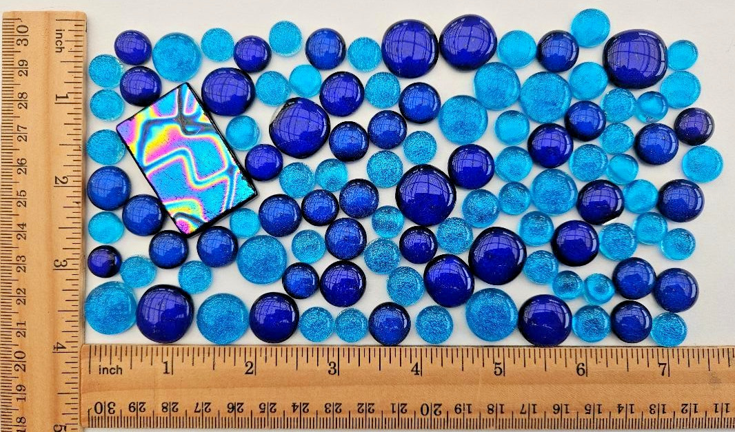 100 Plus Assorted Handcrafted Dichroic Glass Cabochons/Lot/Jewelry Making/COE 90
