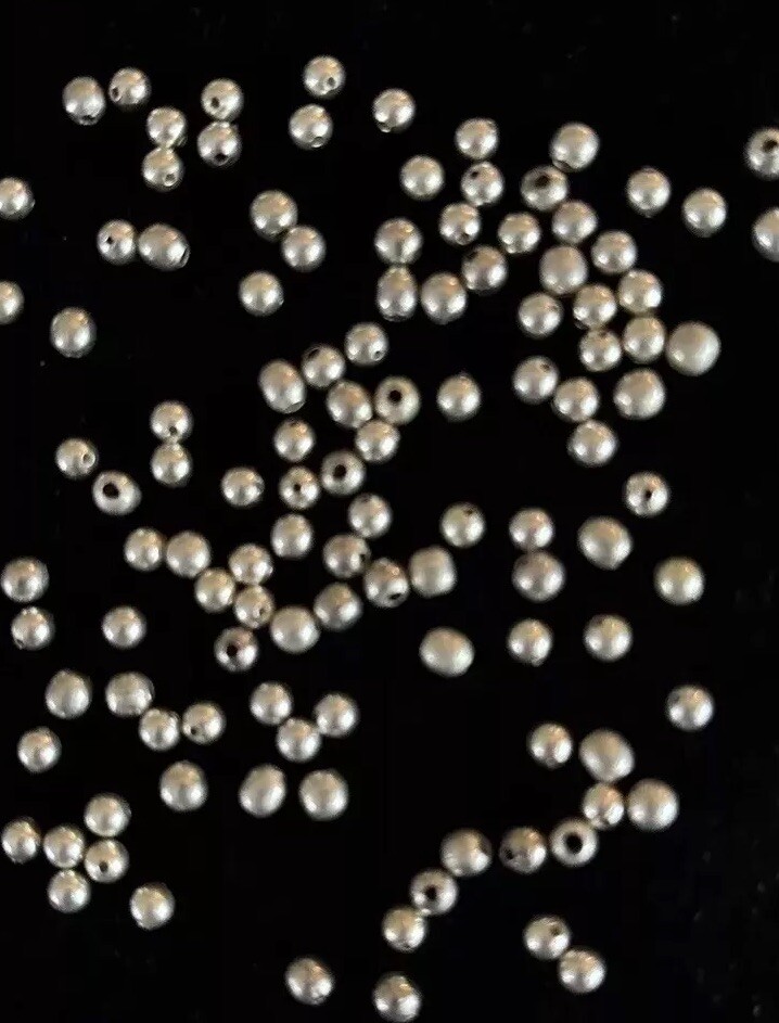 Sterling Silver Round Polished Beads 4 mm Hole 1 mm Package Of 50 Jewelry Making