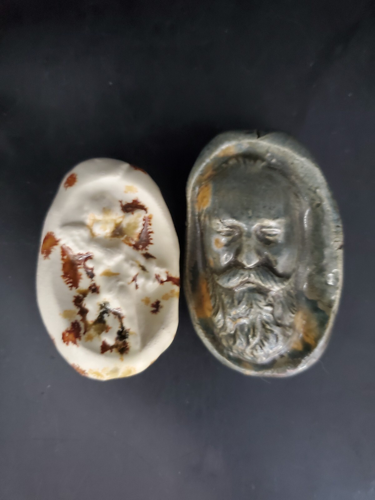 Lot Of 2 Large Vintage Hand Made Beads Angel & Man