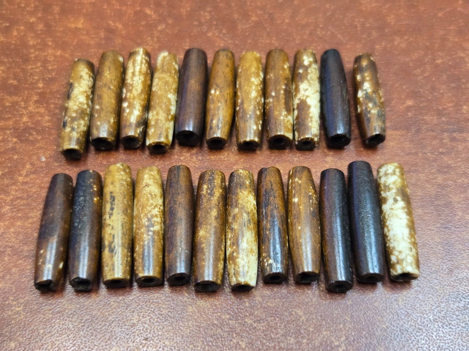 25 PCS BROWN BUFFALO BONE PIPE TUBE BEADING BEADS 1″