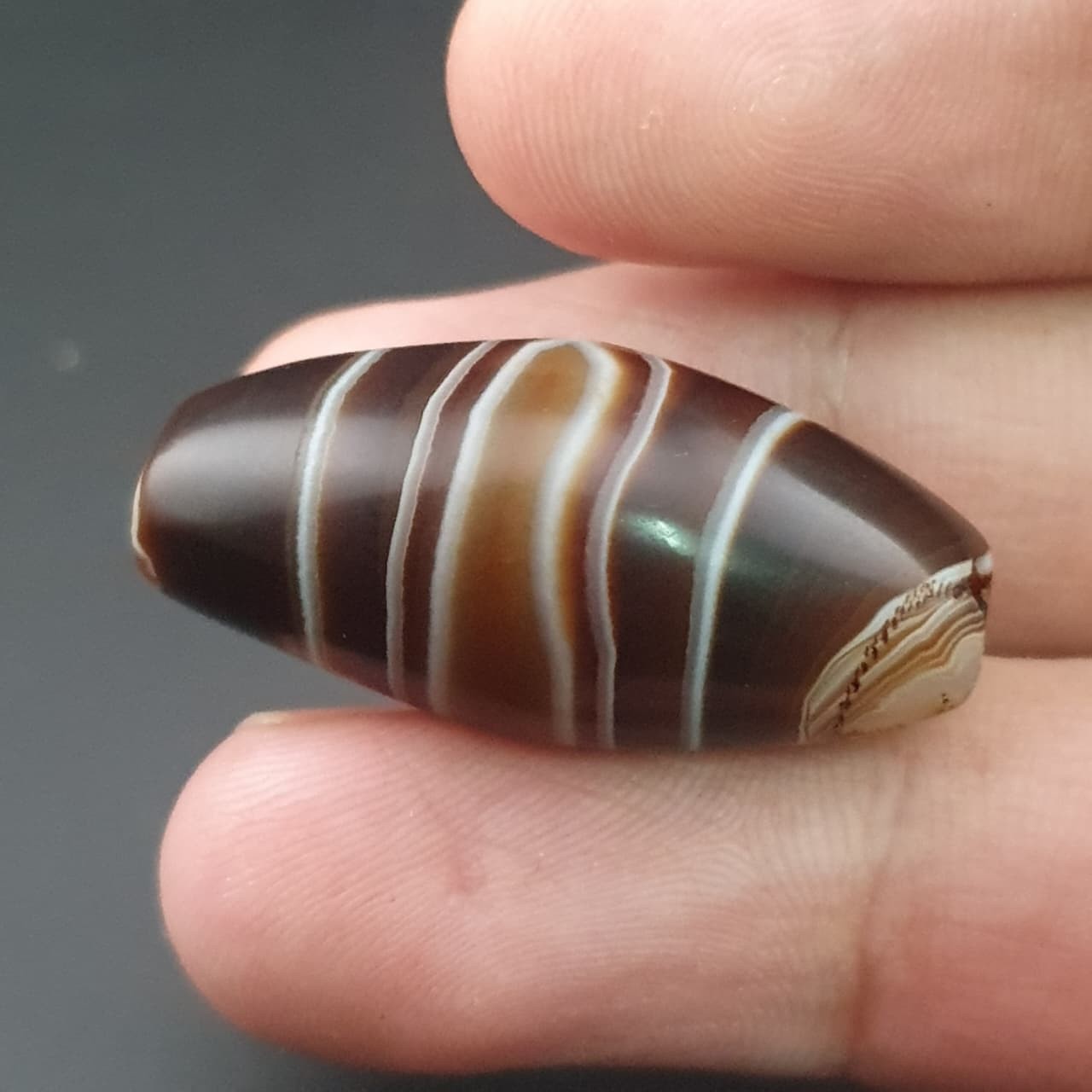 Antique Middle Eastern Natural Eye Agate Bead Amulet 31mm | Protective Talisman