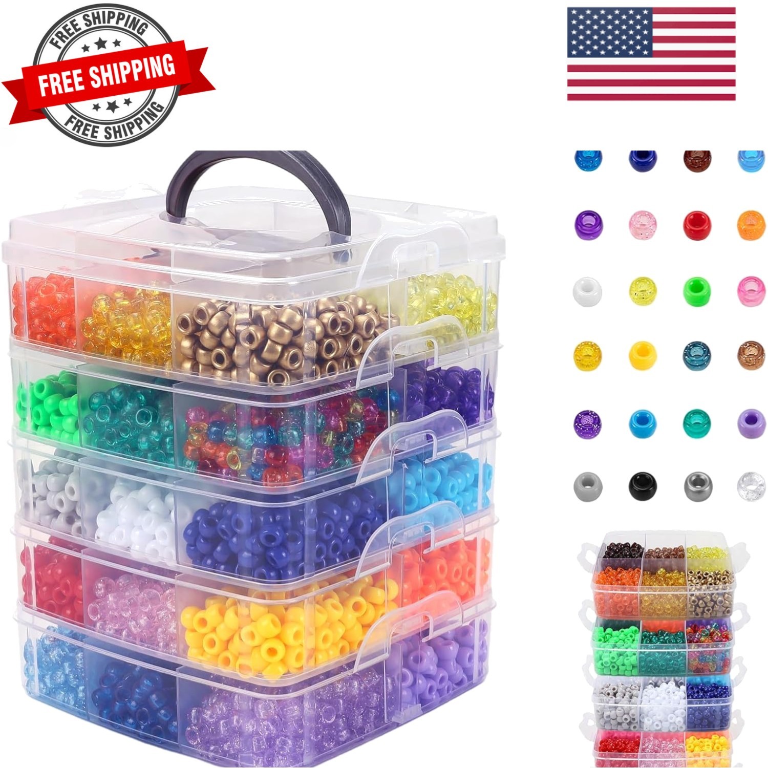 6000 Pcs Pony Beads Bulk, 30 Colors Plastic Bead for Creating Bracelets Craft…