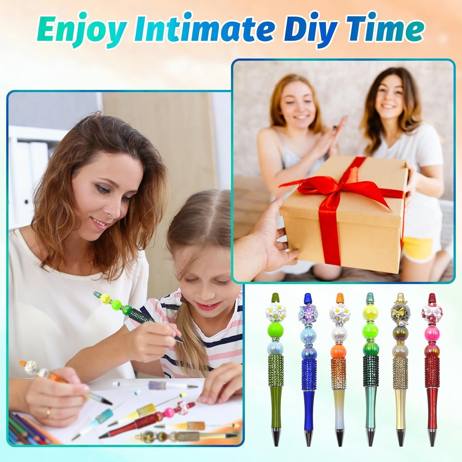 75 Pcs DIY Beaded Pen Kit with Refills and Bags|Crafting Glitter Pens for Kid…