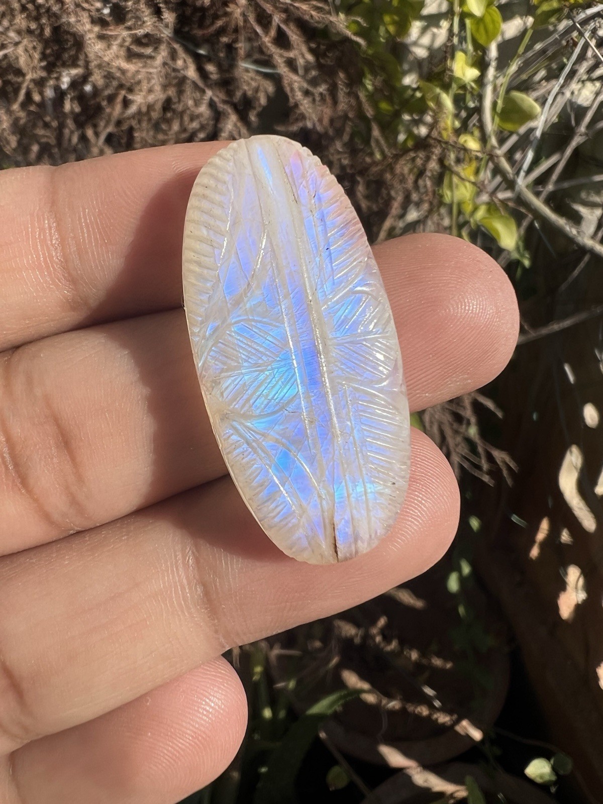 AAA Natural Rainbow Moonstone Carving Gemstone 5 Pieces!White Rainbow Carving!