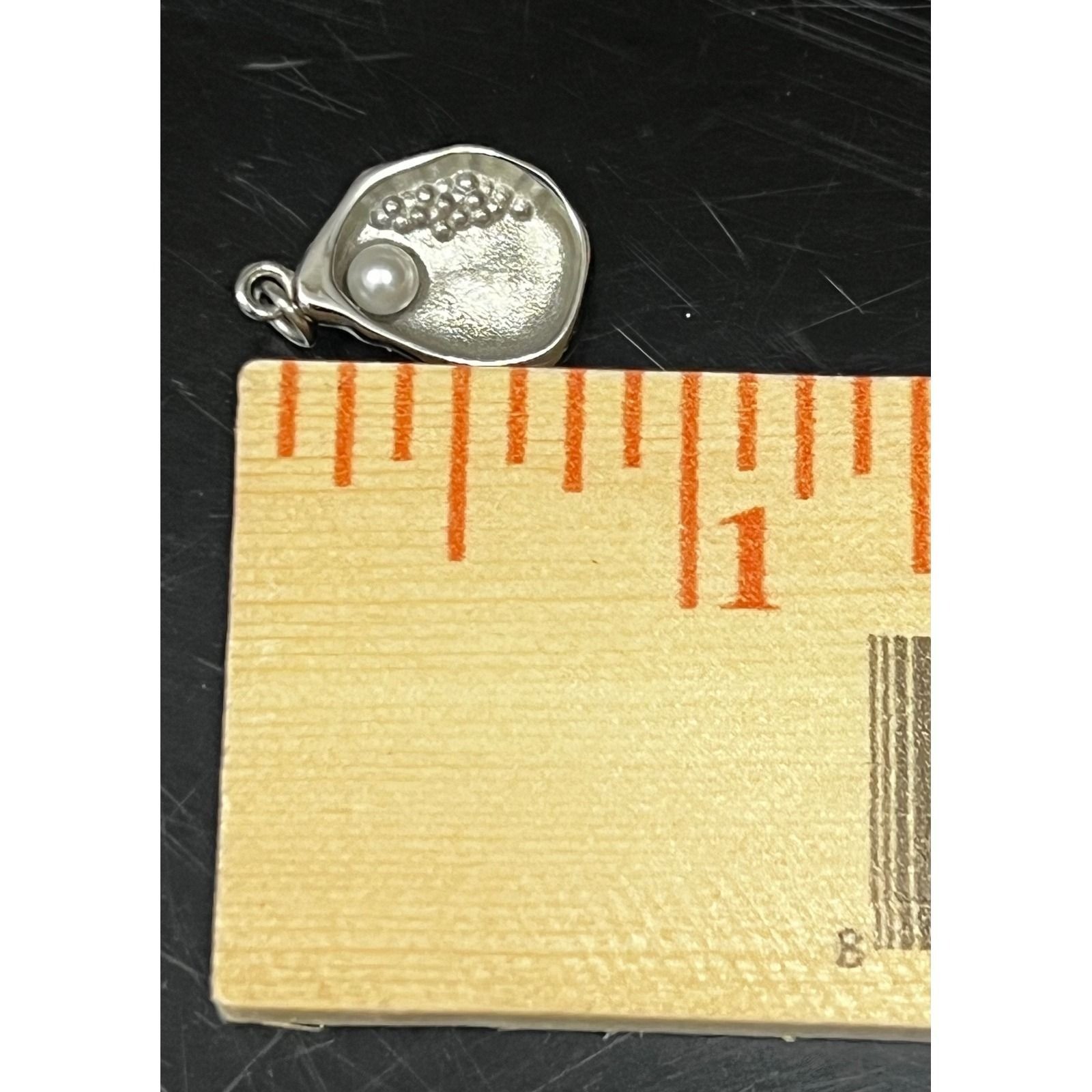 Oyster Shell Charm Cultured Pearl Sterling Silver Pendant Excellent