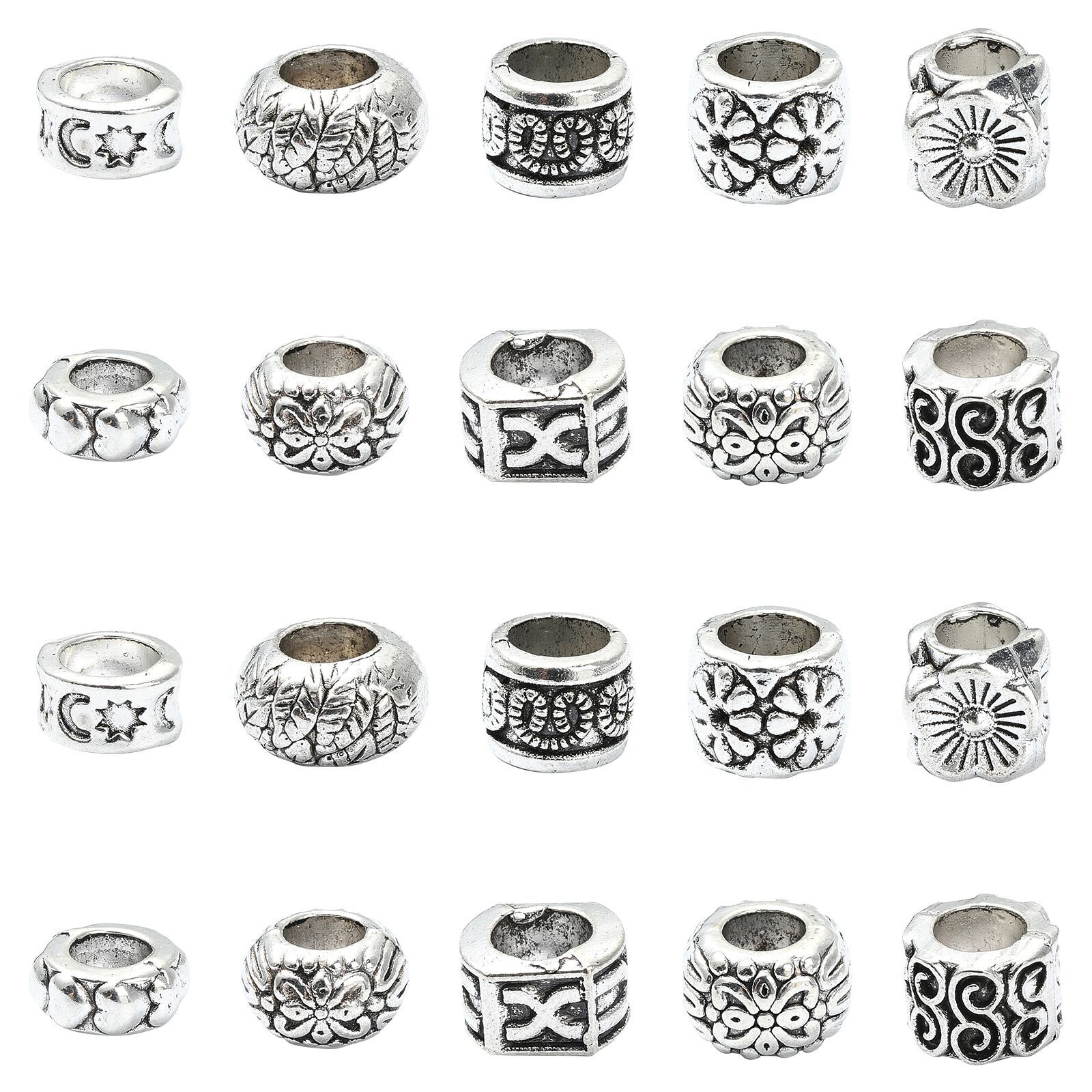 100Pcs Silver Large Hole Beads Rondelle Spacer Bead for DIY Jewelry Making Charm