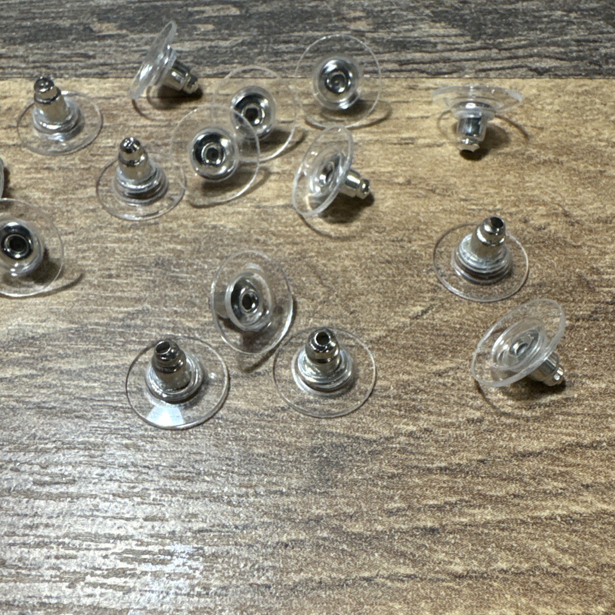 20 Nickel free Silver 11mm Comfort Earring Backs Bullet Clutch Plastic Disk