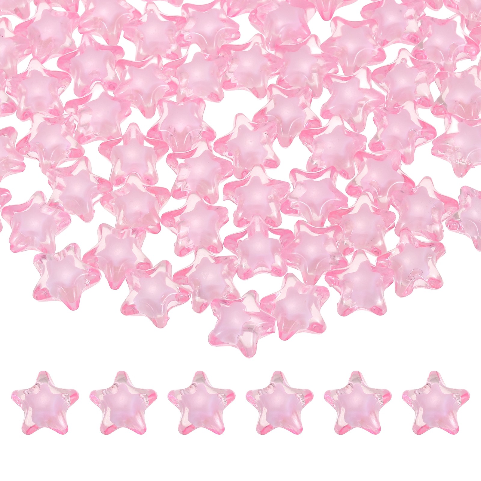100pcs Pink 11mm Acrylic Crystal Star Beads Star Charm Spacer Beads for Decor