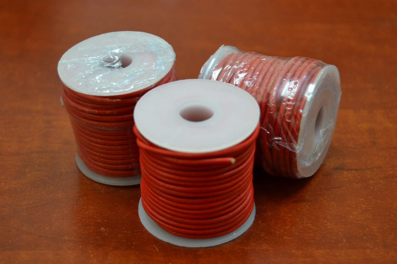 3 ROLLS – 10 METER RED LEATHER BEADING CORD STRING 2MM #T-953