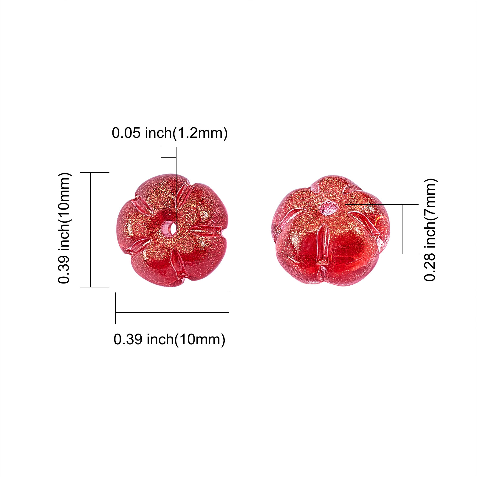100x Pumpkin Shape Loose Bead Transparent Crystal Glass Beads for Jewelry Making