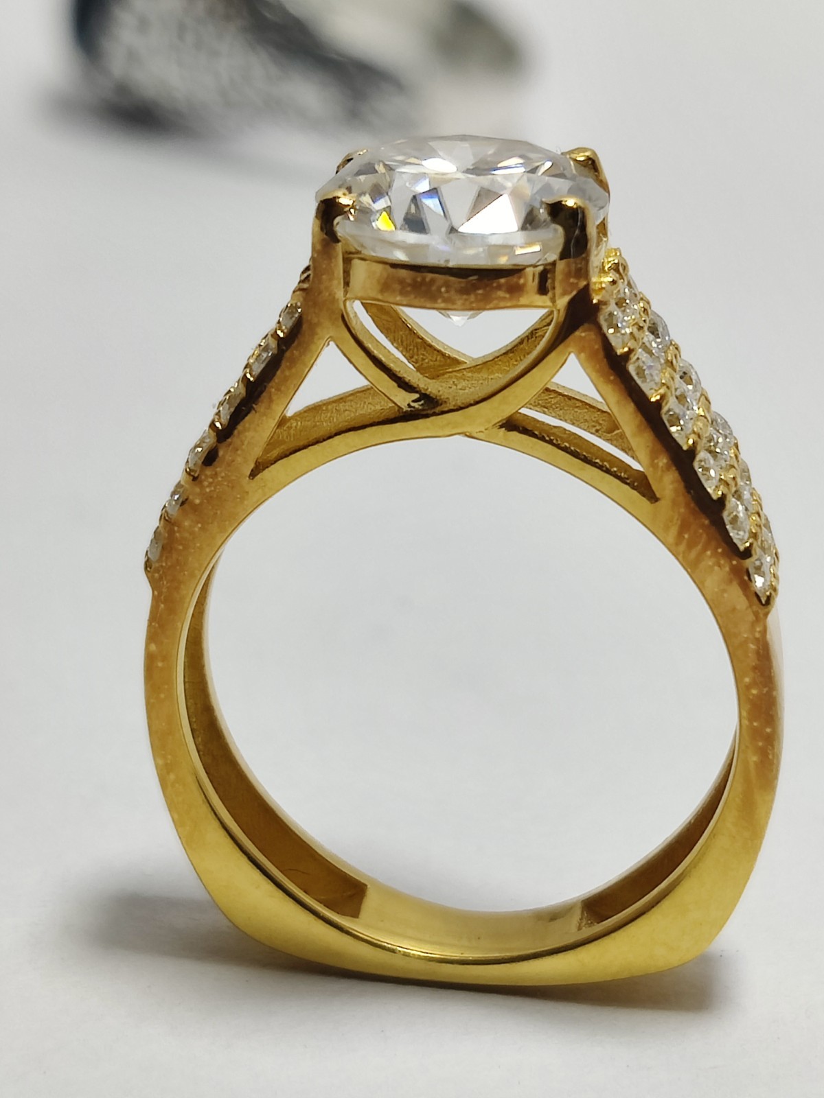 2ct 8mm Moissanite Engagement Ring 925 Sterling Silver 14K Gold Plated Wedding .