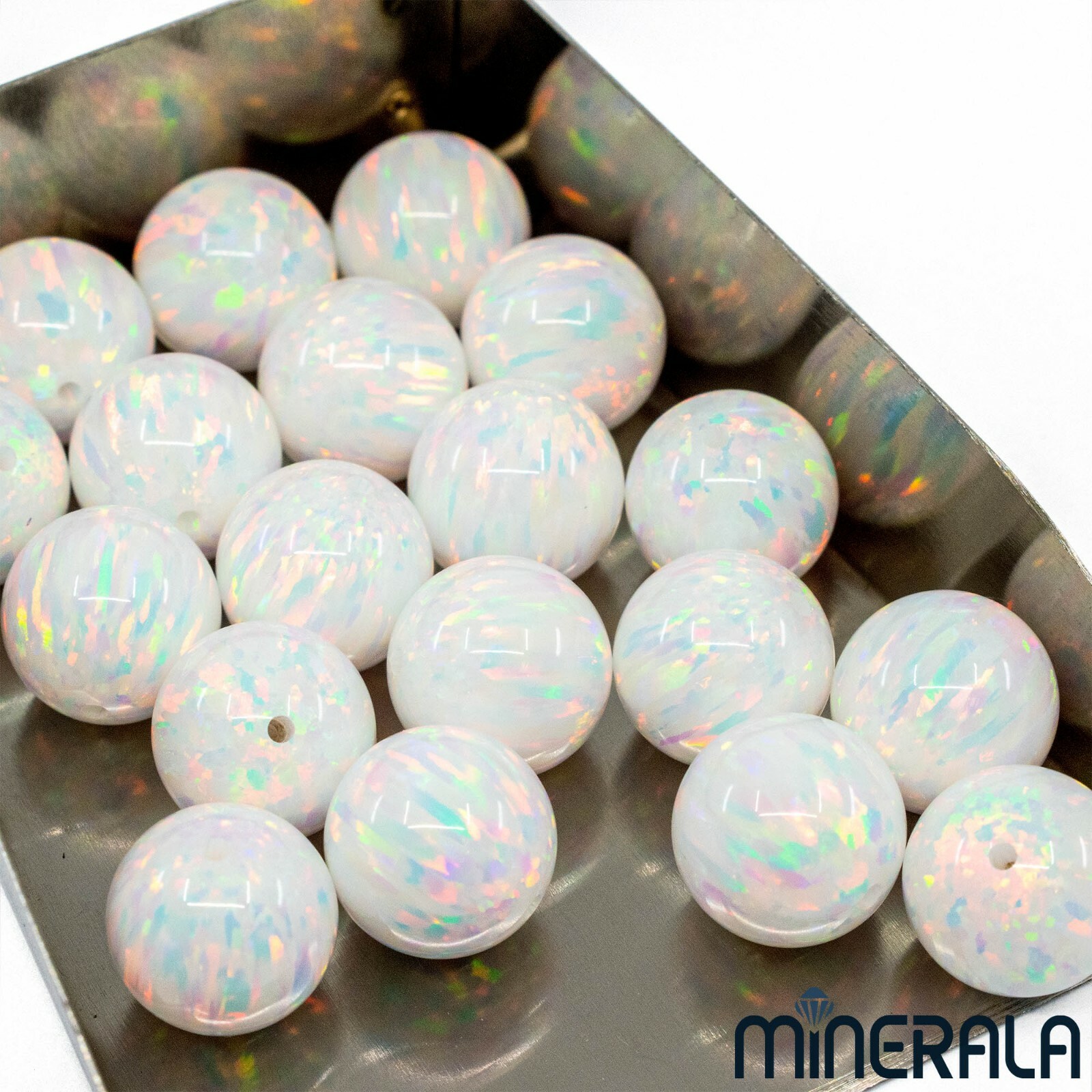 WHITE LAB CREATED SYNTHETIC OPAL ROUND LOOSE BEADS 2mm-16mm FULL DRILLED WP001C7