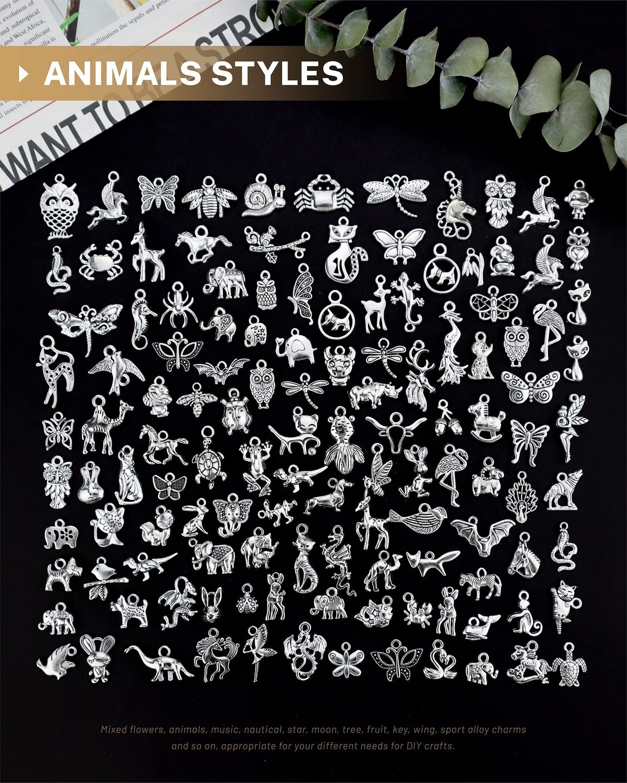 300 PCS Wholesale Bulk Lots Jewelry Making Charms Mixed Smooth Tibetan Silver