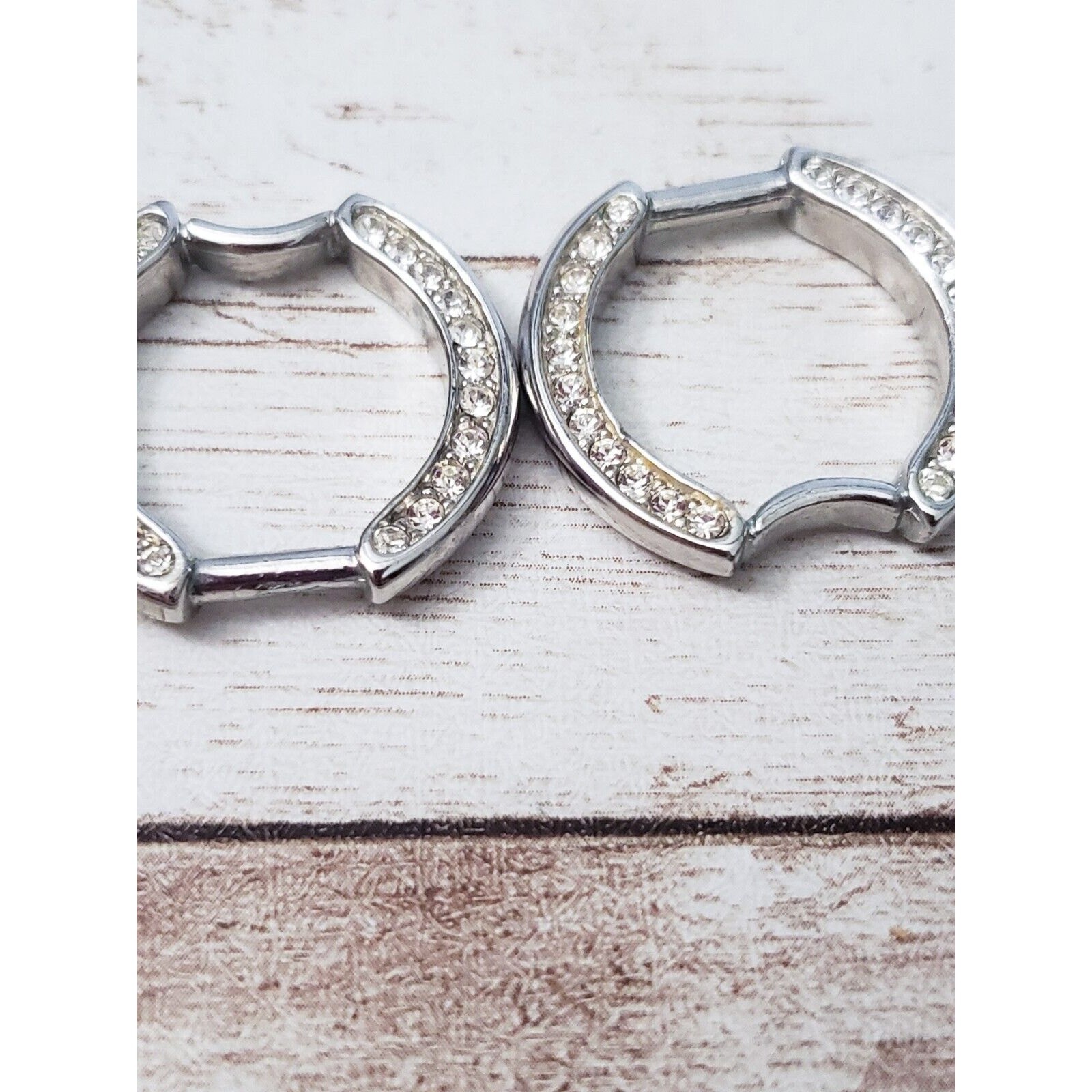 Vintage Clip On Earring Parts Silver Tone & Clear Gem – Spare/Repair
