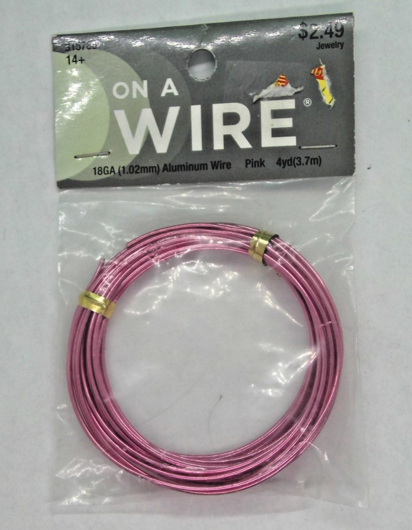 On a Wire #315788 Aluminum Wire, Pink 18 ga., 4 yds. – Details Below