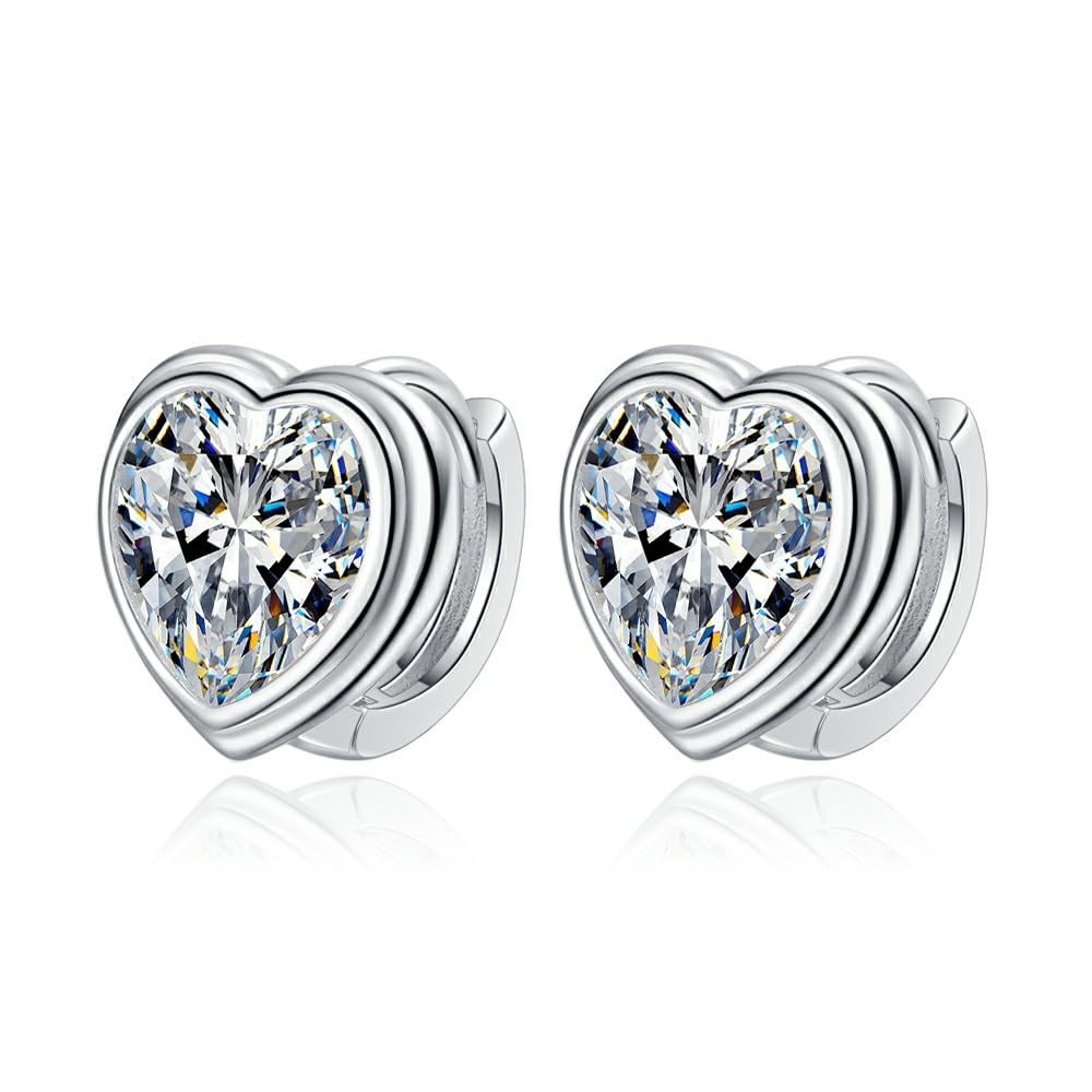 24K Platinum Plated Women’s Heart shaped Earrings, Low Allergy Fashion Simple He