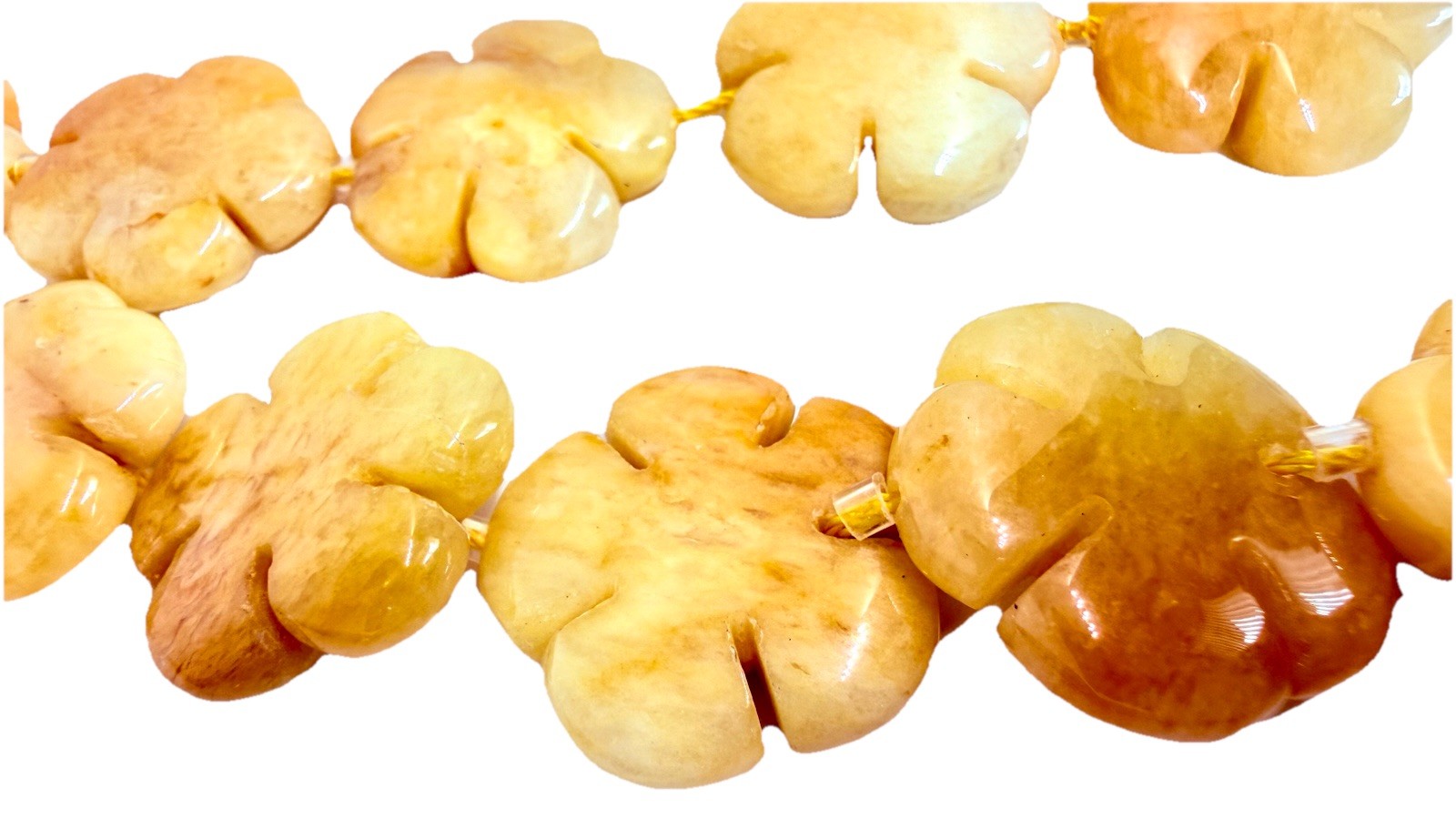 Large Carved Stone Flower Beads 25mm