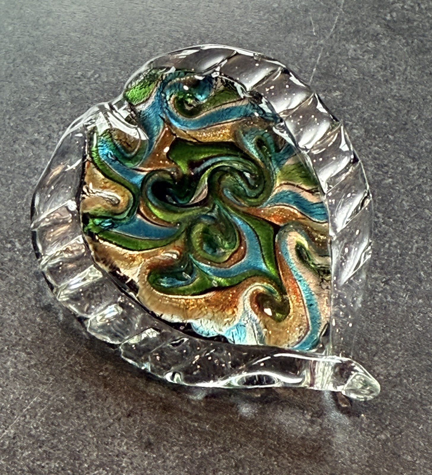 Hand Made Artisan Glass Pendant Leaf Design in Swirls Crafting Jewelry Making