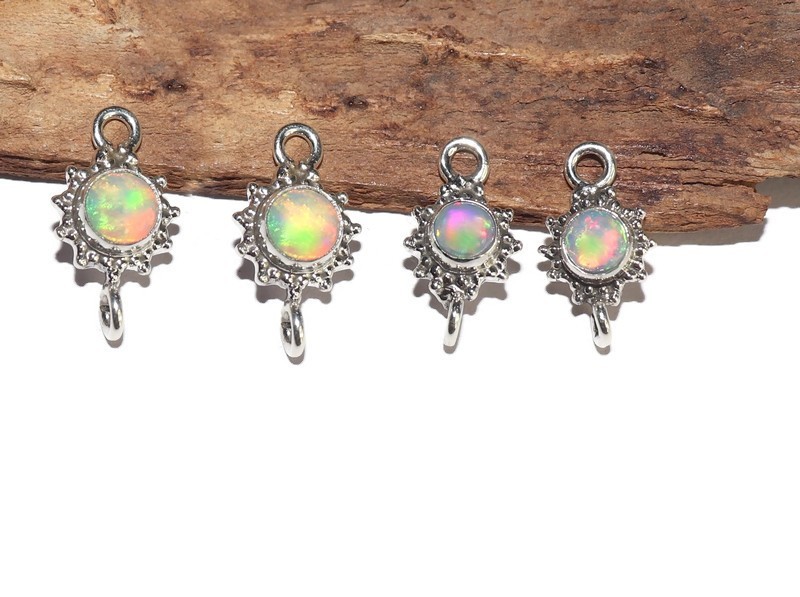 sterling silver fire opal connector for jewelry making DIY opal supplies links