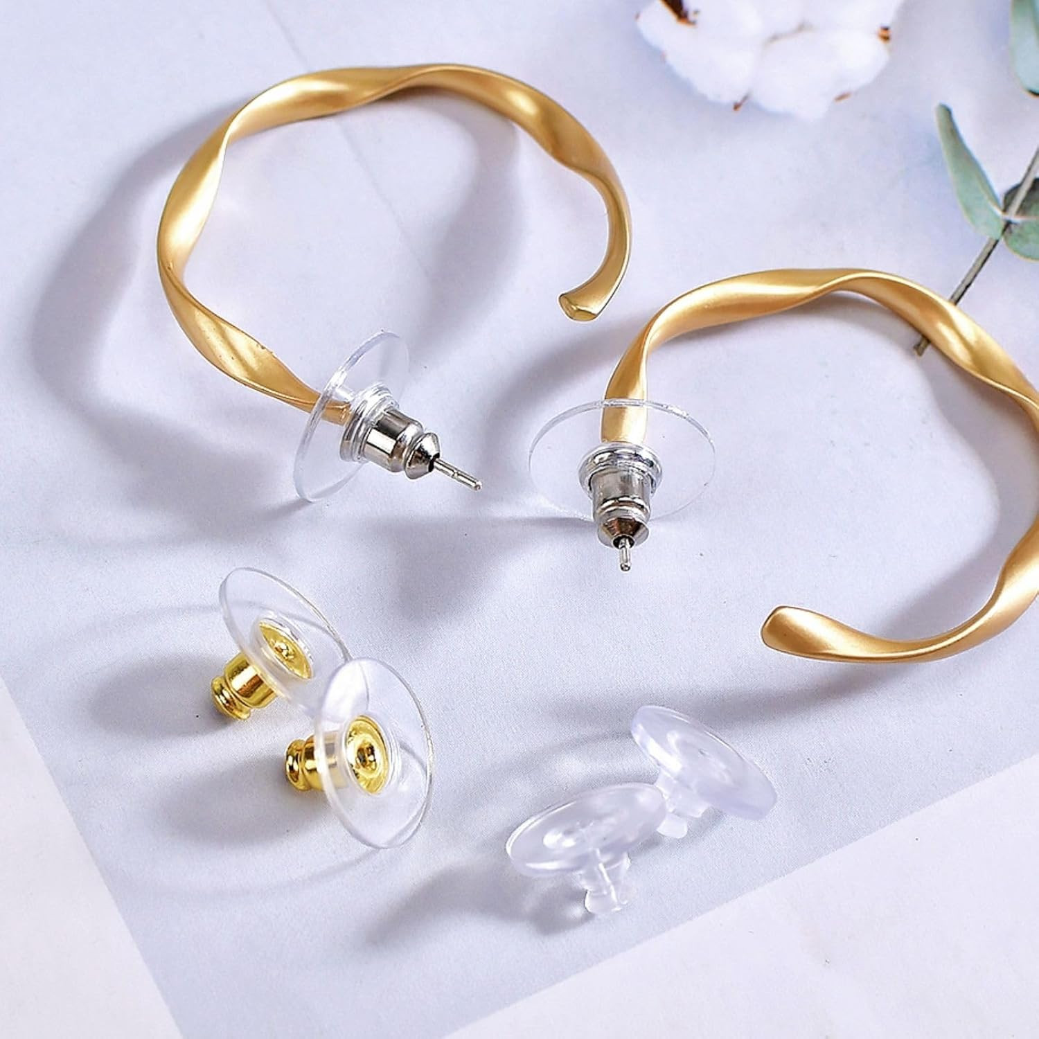 Fishhook Earring Backs for Droopy Ears, Earring Backs Replacement, Bullet Clutch