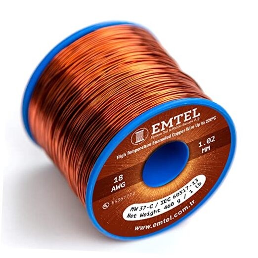 – (202 feet) 99.9% Pure Copper Wire, Enameled Magnetic Wire for 1 lb 18 AWG