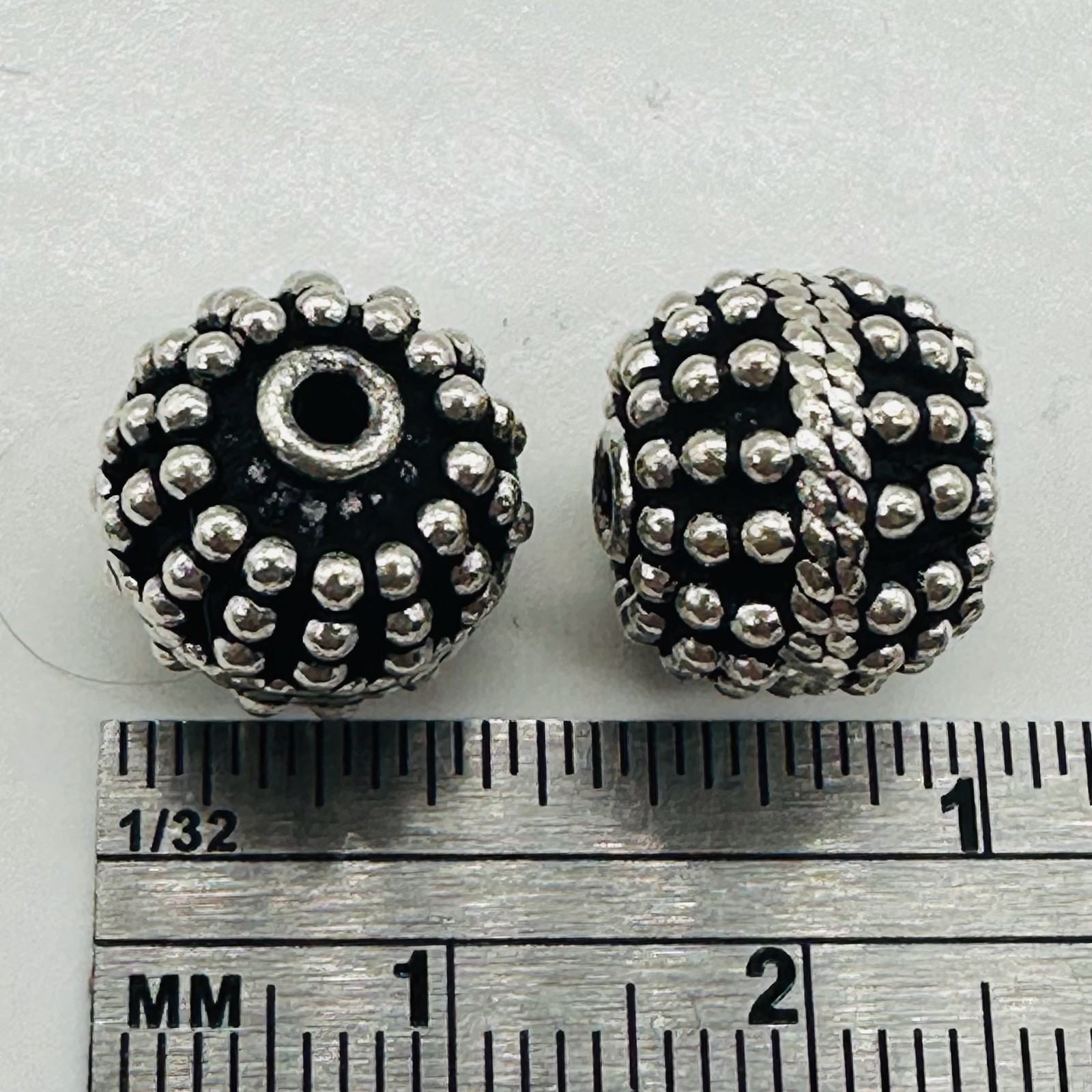 Bali Beads of Incredible Solid Sterling Silver | 12x11mm | 6 gram each| 2 Beads|