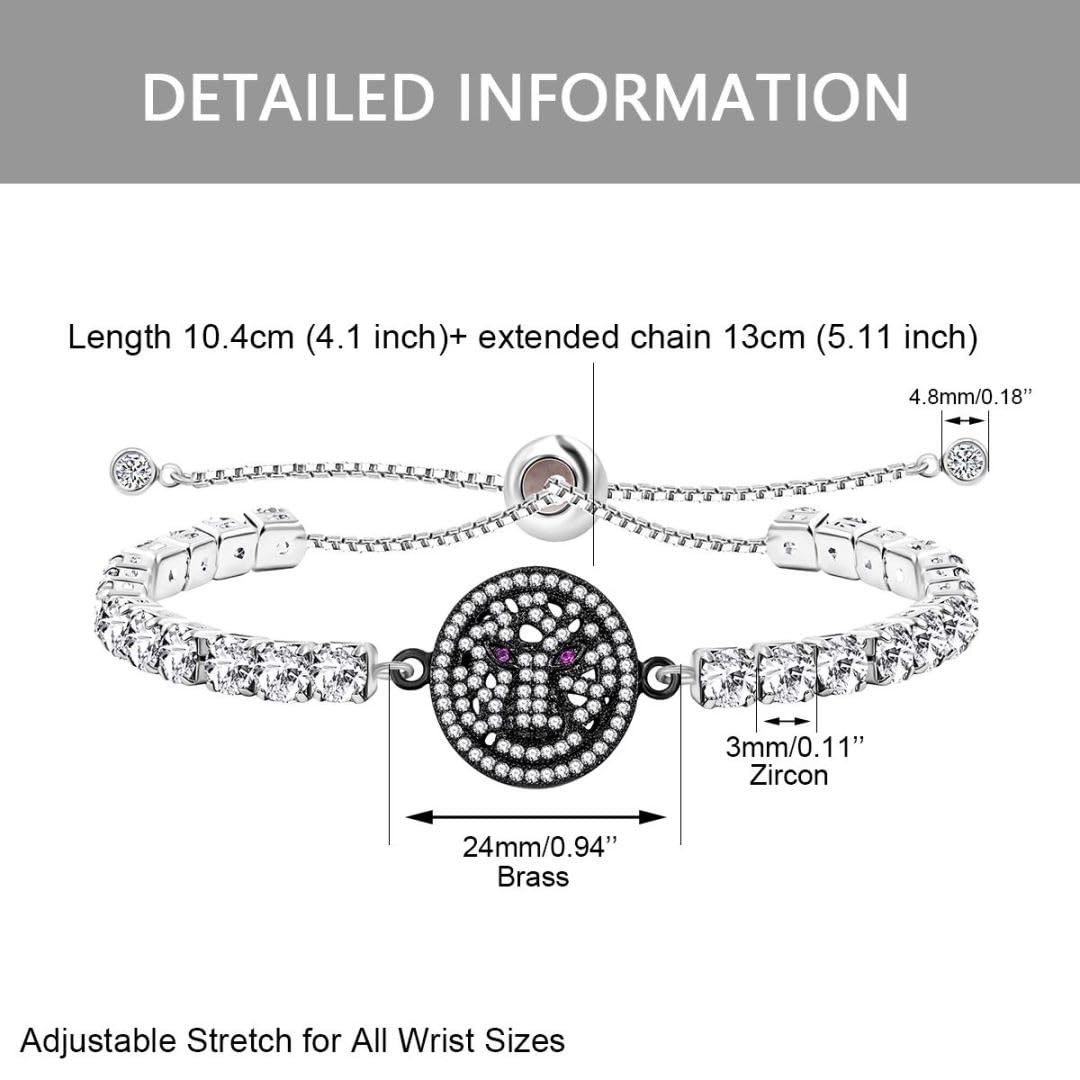 Platinum Plated 3mm Tennis Bracelet with Leopard Head Aninal Charms Bracelets Be