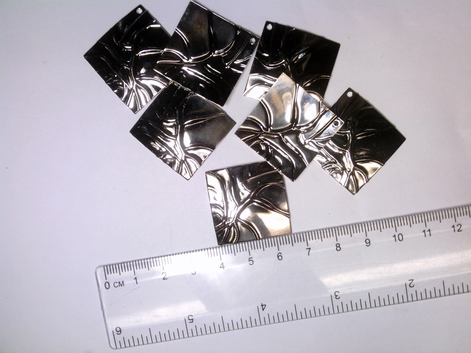 vtg 10 SILVER METAL CURVED MODERN BRANCH DESIGN SQUARE PENDANT 25mm #121618z