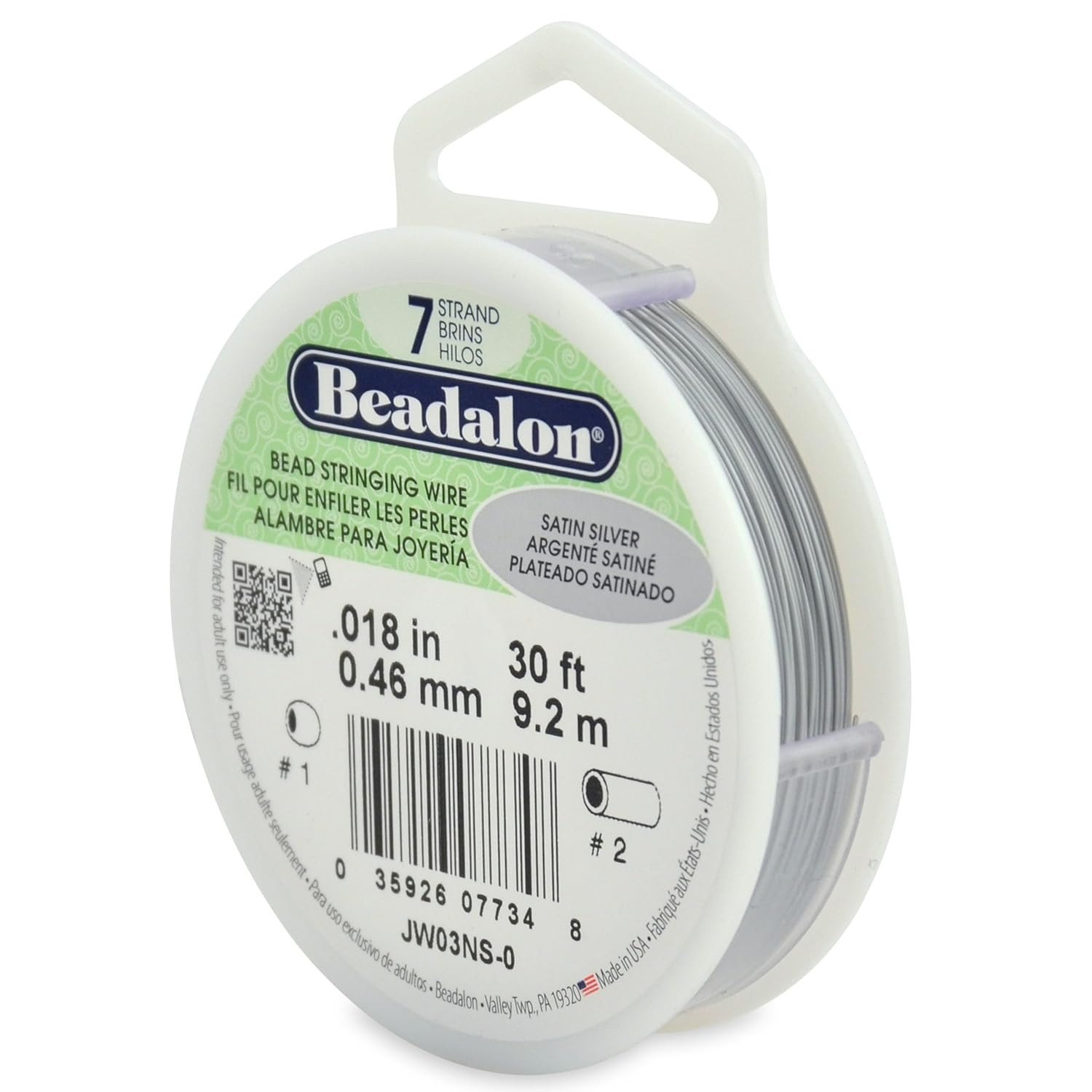 Beadalon 7-Strand Stainless Steel Beading Wire,Flexible & Durable Wire for Jewel