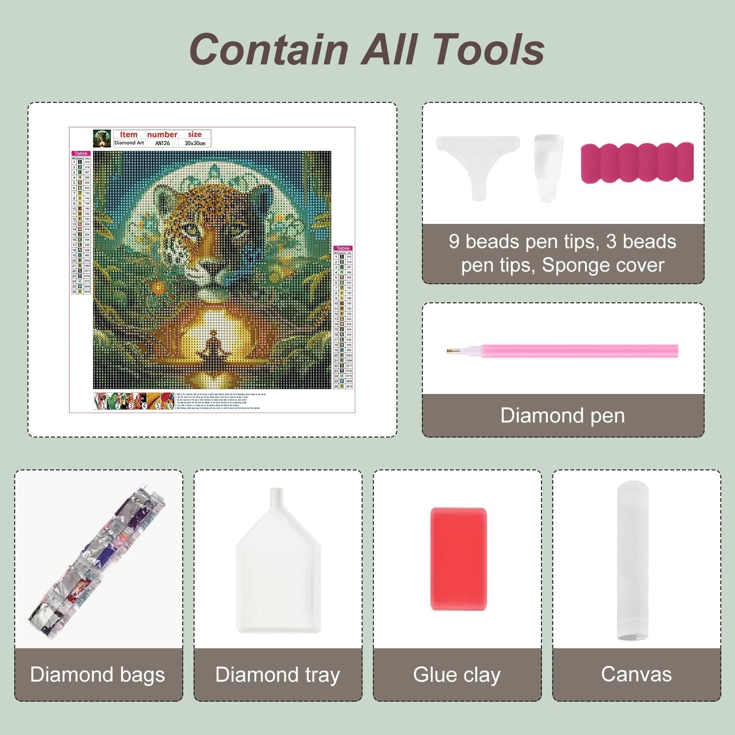 Diamond Art Kits for Adult, Leopard Diamond Painting Kits for Beginners, DIY Ful
