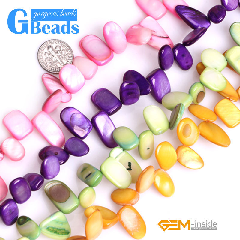 Freeform Multi-color Shell MOP Gemstone Chips Loose Beads For Jewelry Making 15″