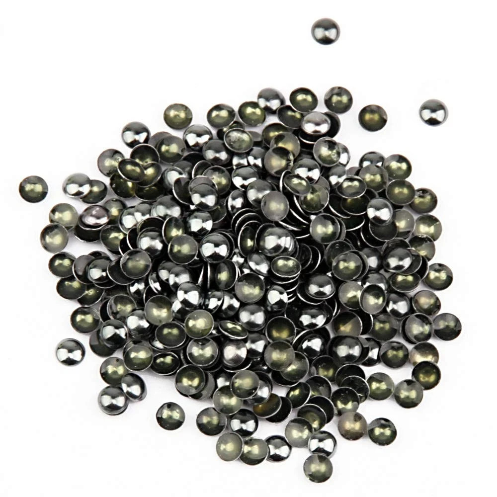 500 PCS 5mm Gun Grey Dome Studs, Hotfix, 1/3 Round Flat Back, Iron On, Craft