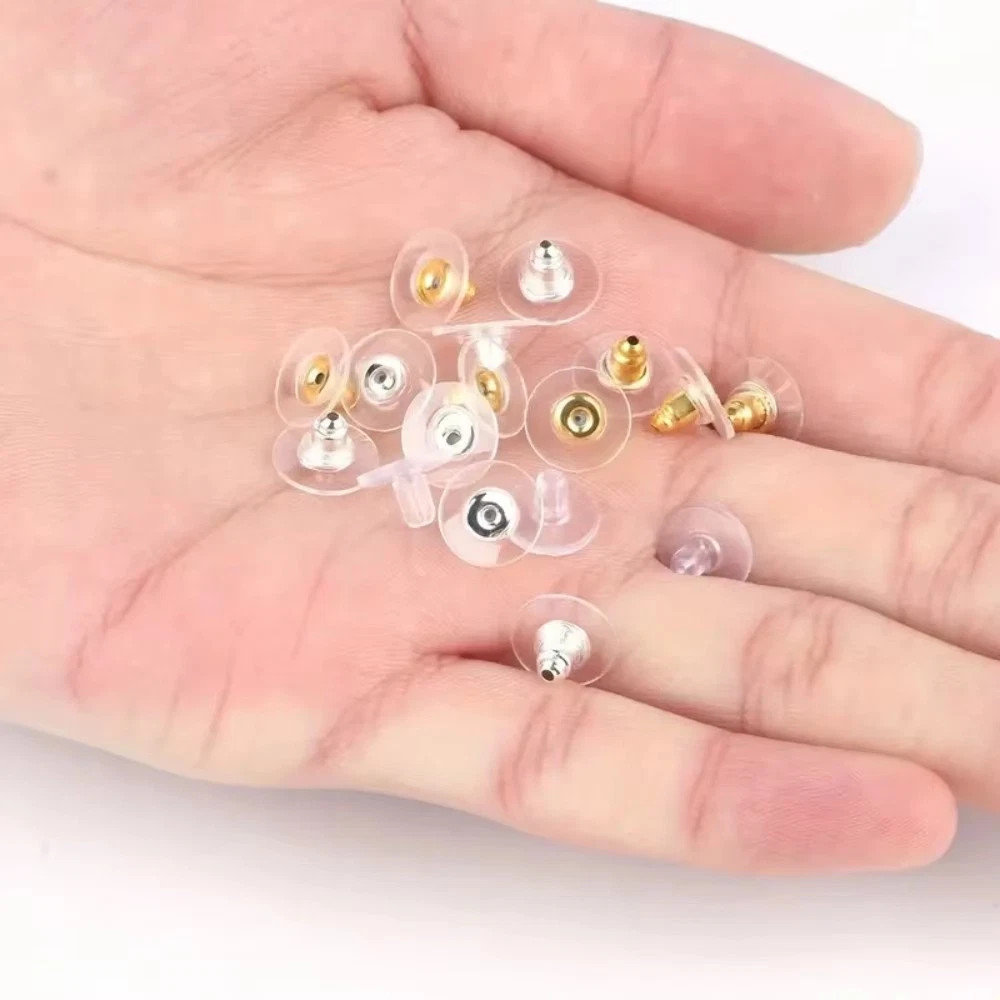 100Pcs Earring Backs Bullet Clutch Lifters for Droopy Ears Studs Silver Gold Set