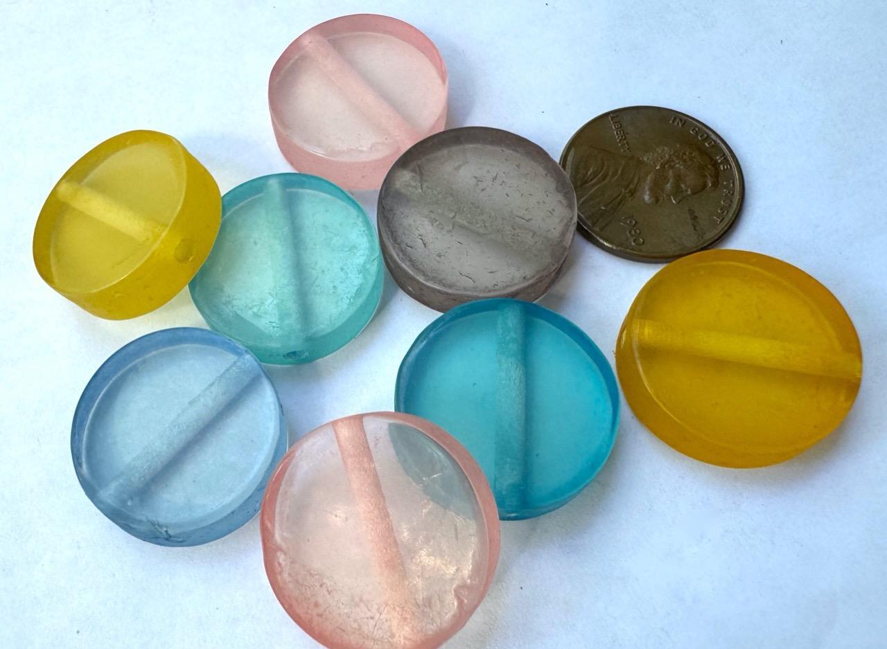 Vintage 20mm Translucent Resin Disc Beads Mix 8