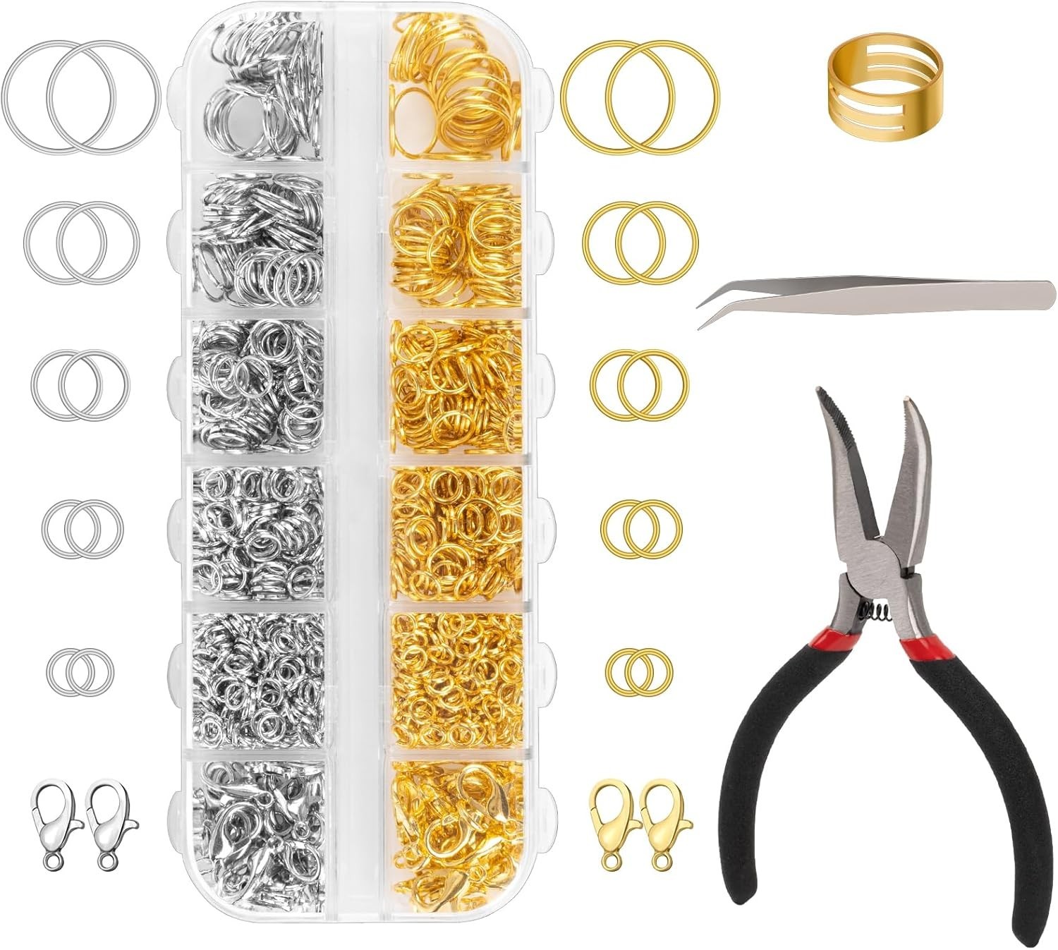 1200 Pcs Jump Rings for Jewelry Making Supplies, Necklace Repair Kit with Open/C