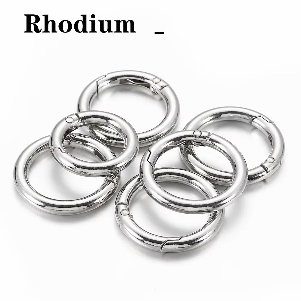 5pcs Spring Clasp Keychain Ring Gold Color Openable Round Carabiner Hook Buckle