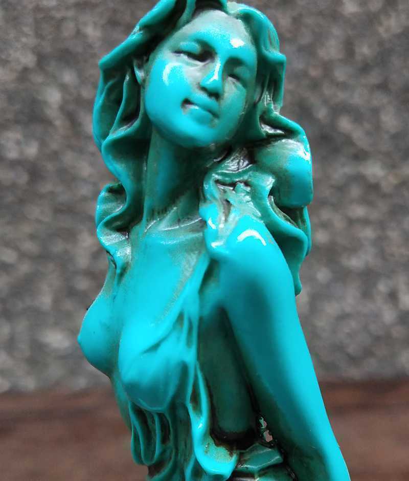 Hand-Carved Green Chinese Natural Turquoise Statue People Beauty Exquisite