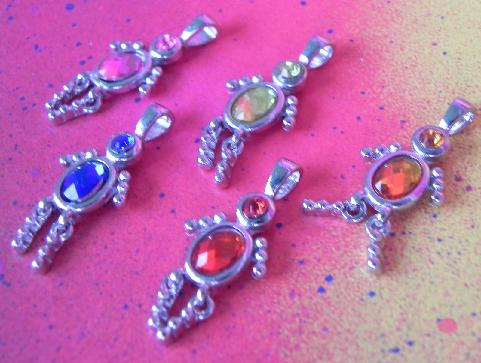 10 Rhinestone People Dangle Children Boy and Girl Charm Female Male Charm
