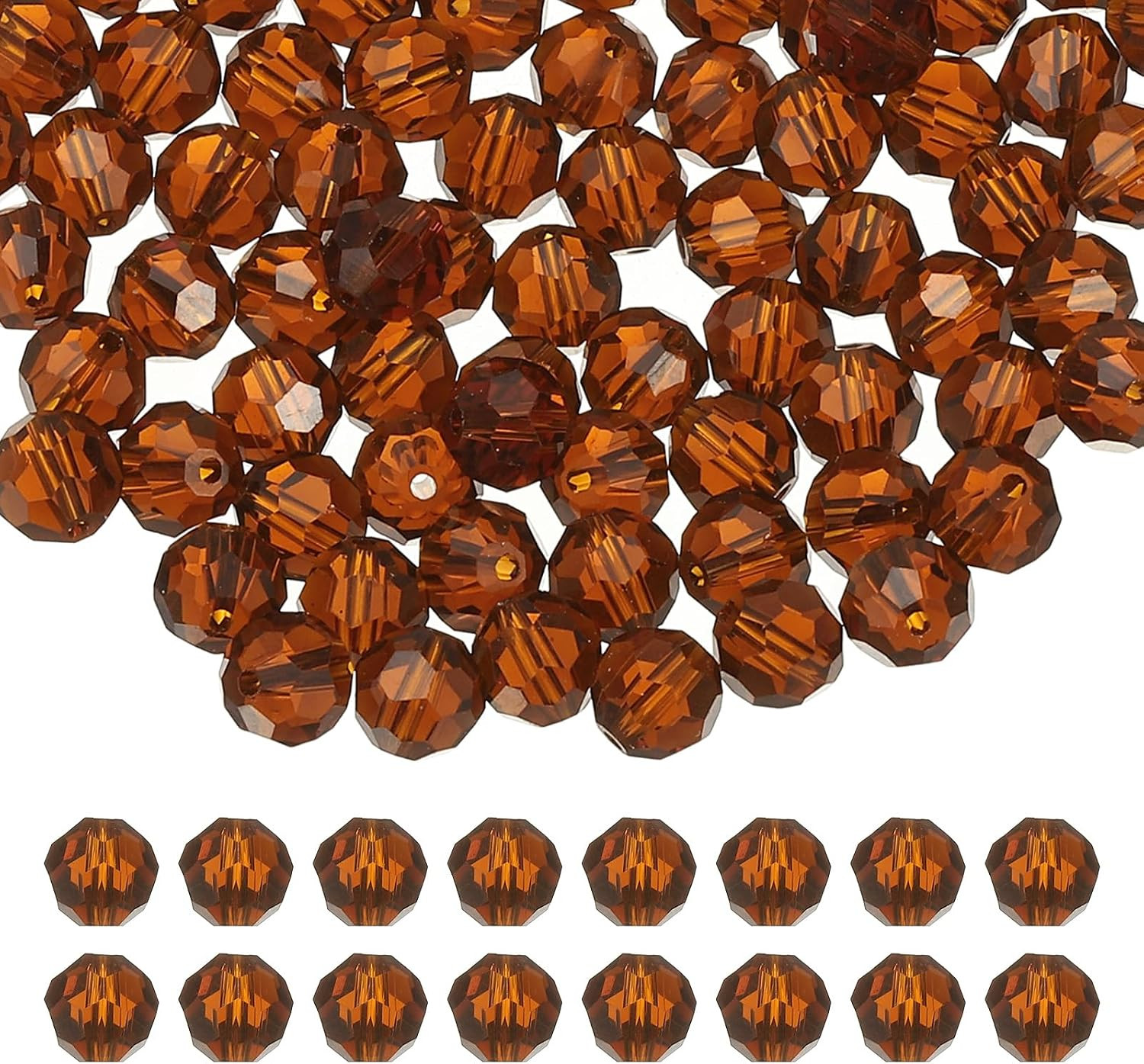 10Mm round Crystal Beads, 100 Pcs Glass Faceted Ball Beads Loose Spacer Bead for