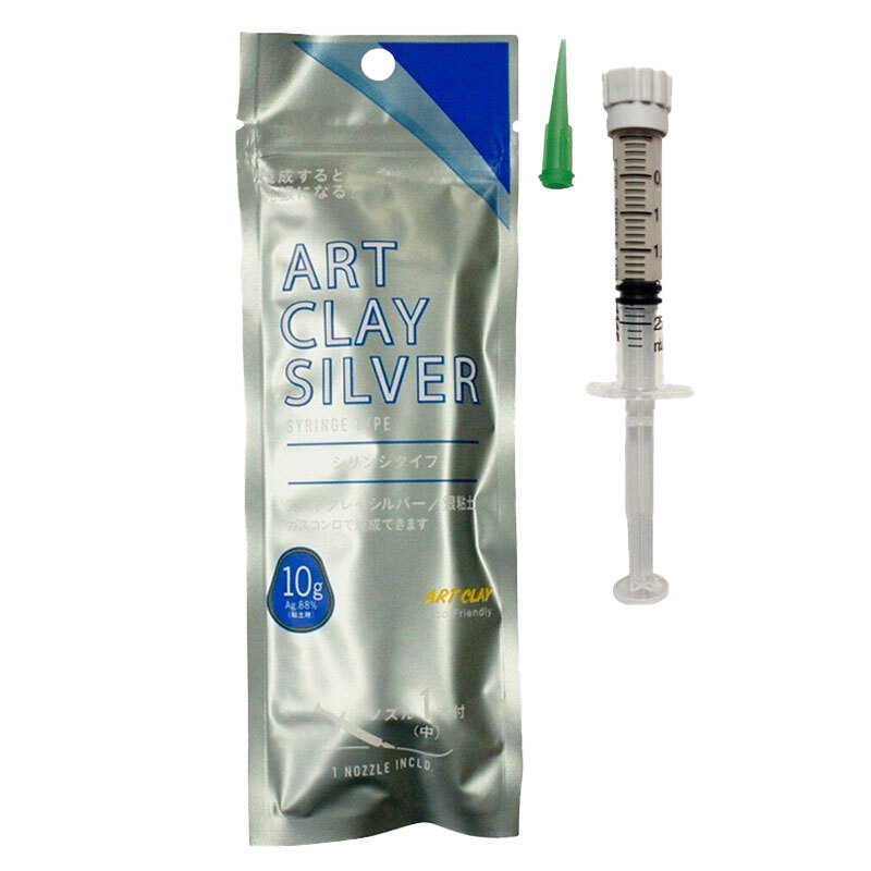 Art Clay Silver 10g Precious Metal Clay PMC Low Fire Syringe Paste 1mm Nozzle
