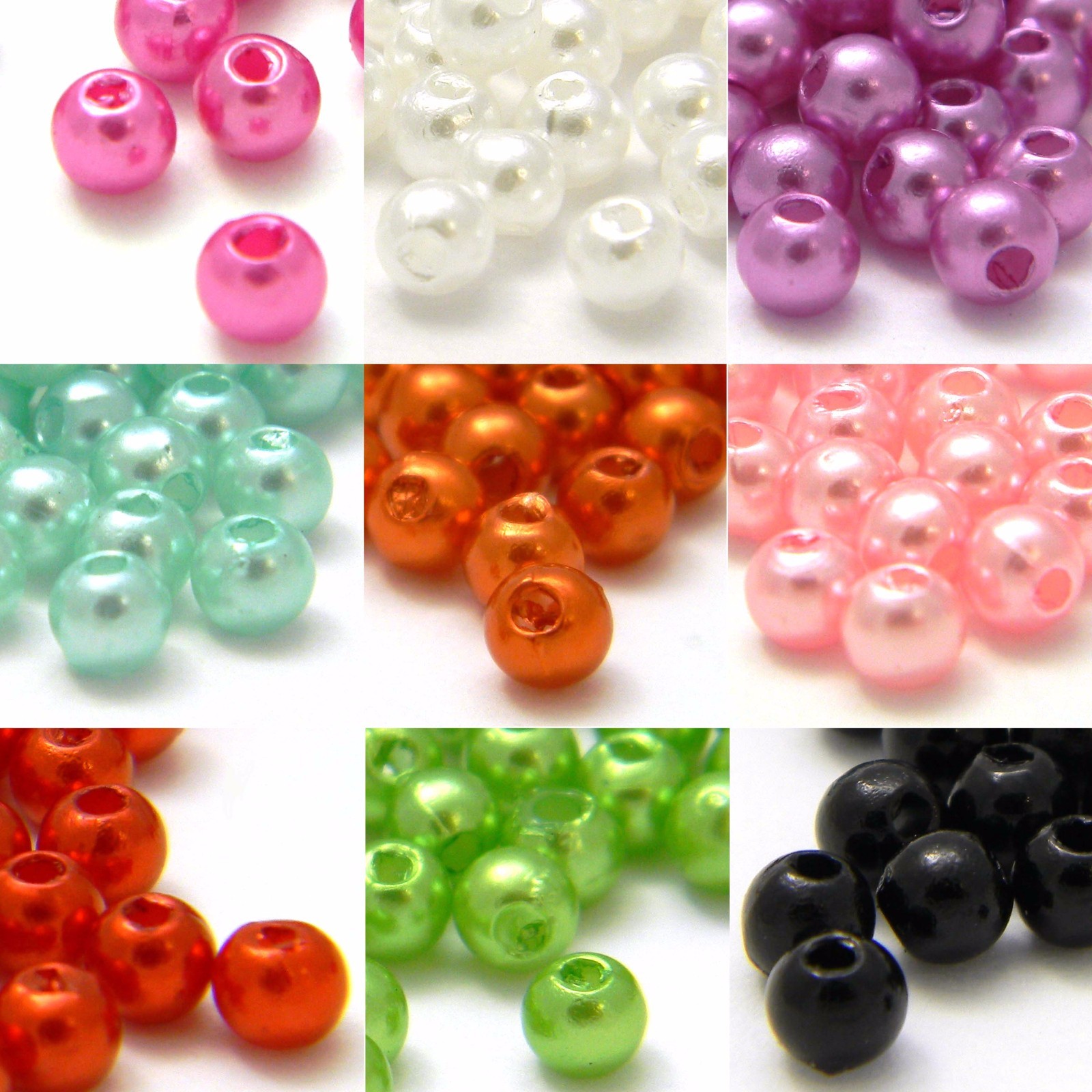 Lot of 700 Little 4mm Round Plastic Acrylic Faux Pearl Beads With Luster Finish