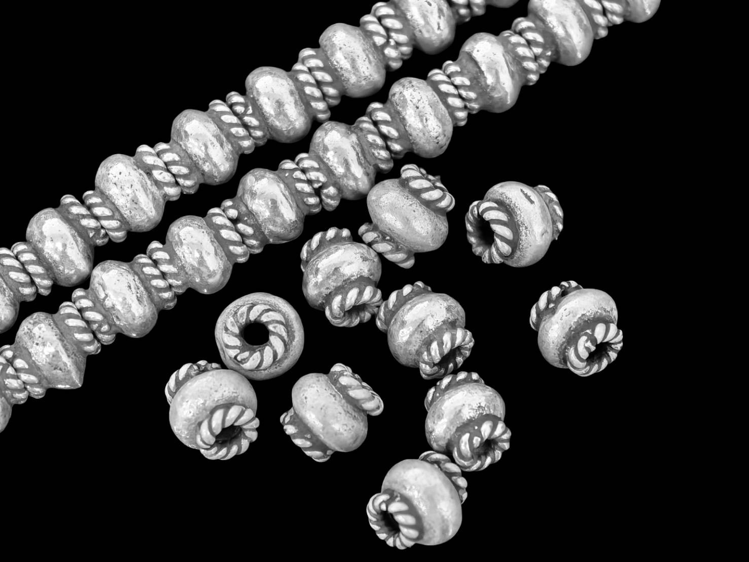 Silver beads Karen hill tribe silver small fancy round shape bead
