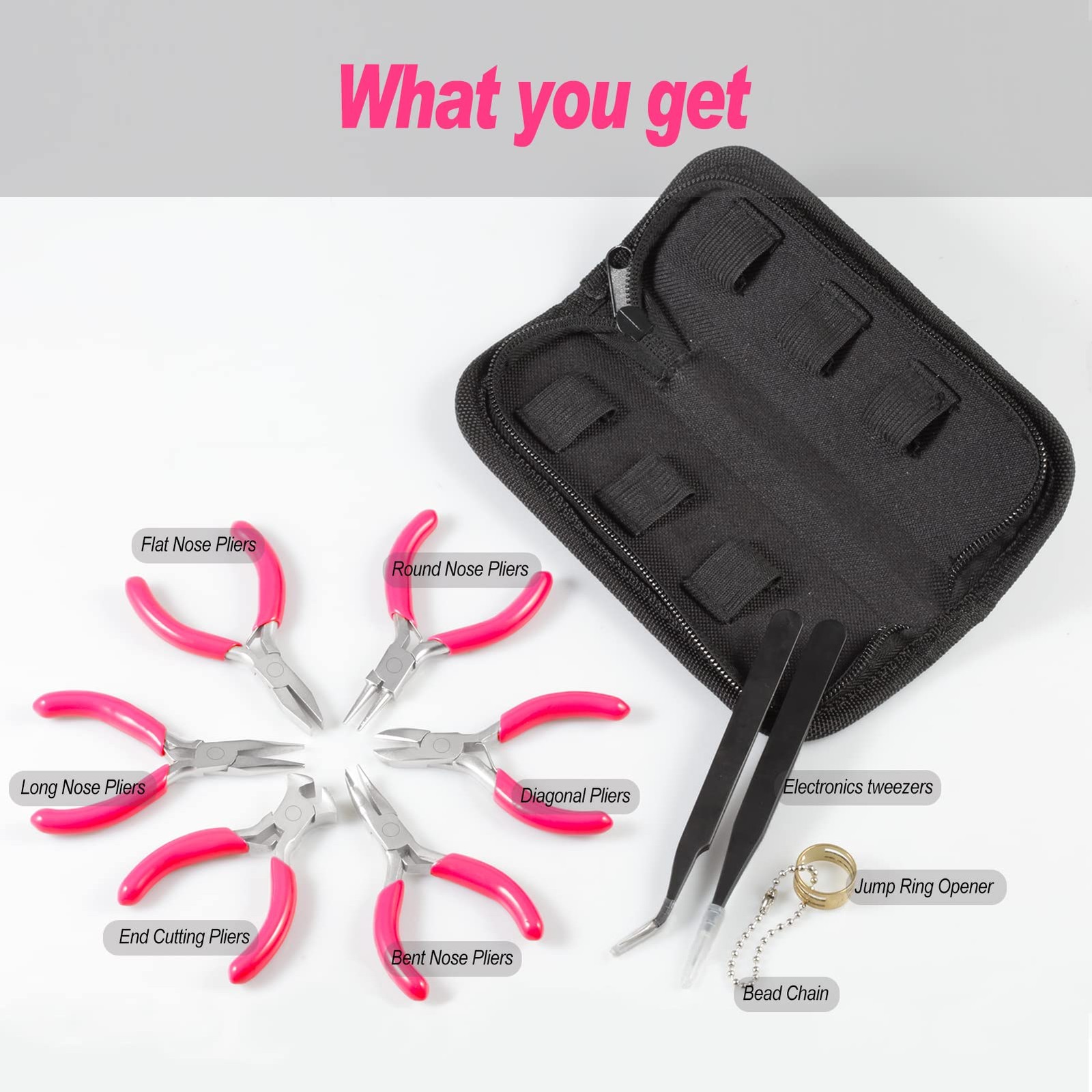 6PCS Mini Jewelry Pliers Set, 3 Inches Pliers Set with Long Nose Pliers Bent …