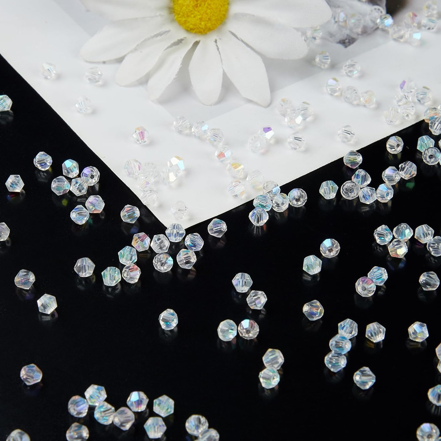 1100PCS 4Mm Bicone Crystal Glass Beads for Jewelry Making, Sparkling Mini Beads