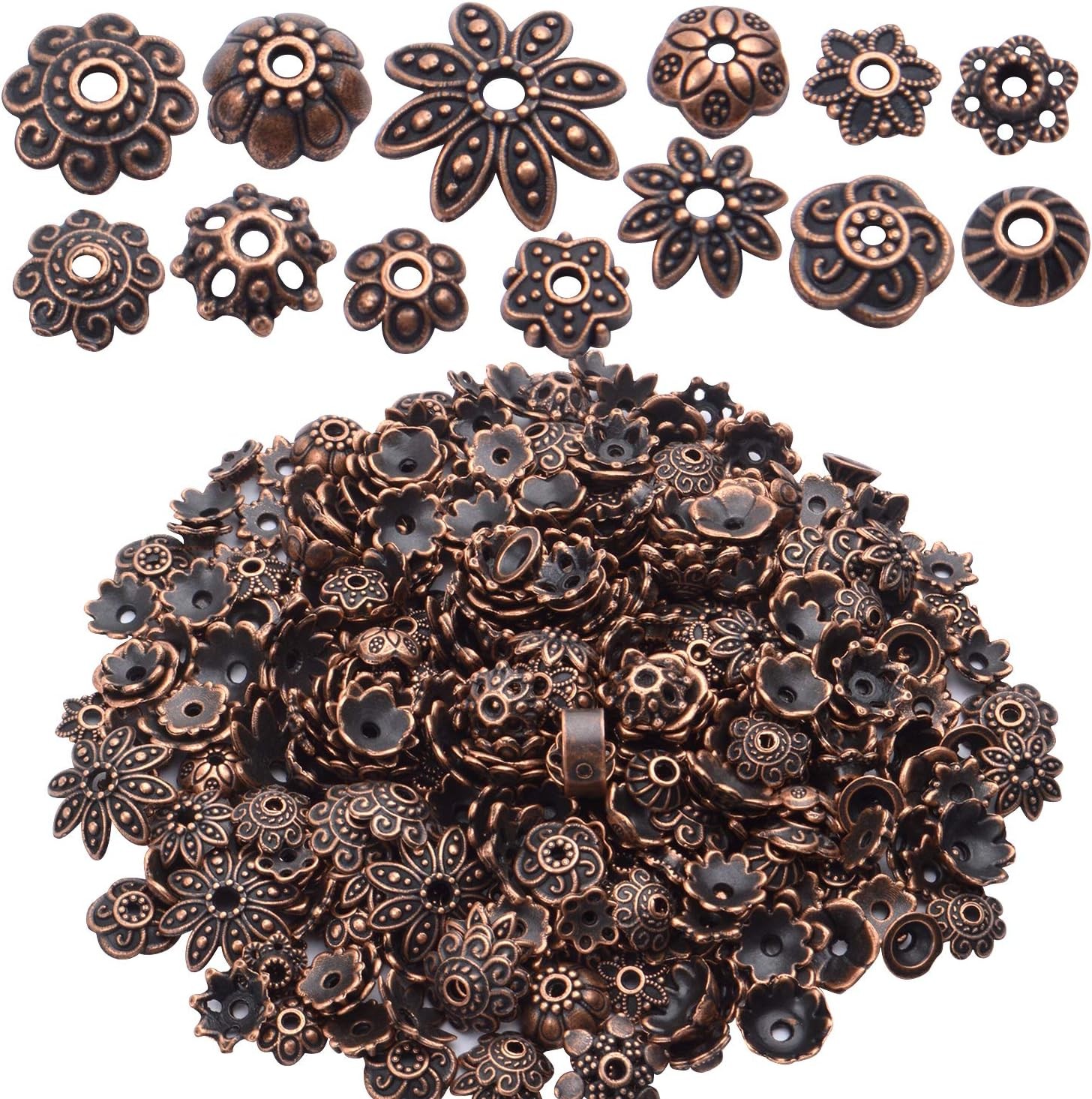 160-210pcs Bali Style Jewelry Making Metal Bead Caps Deluxe New Mix, 100