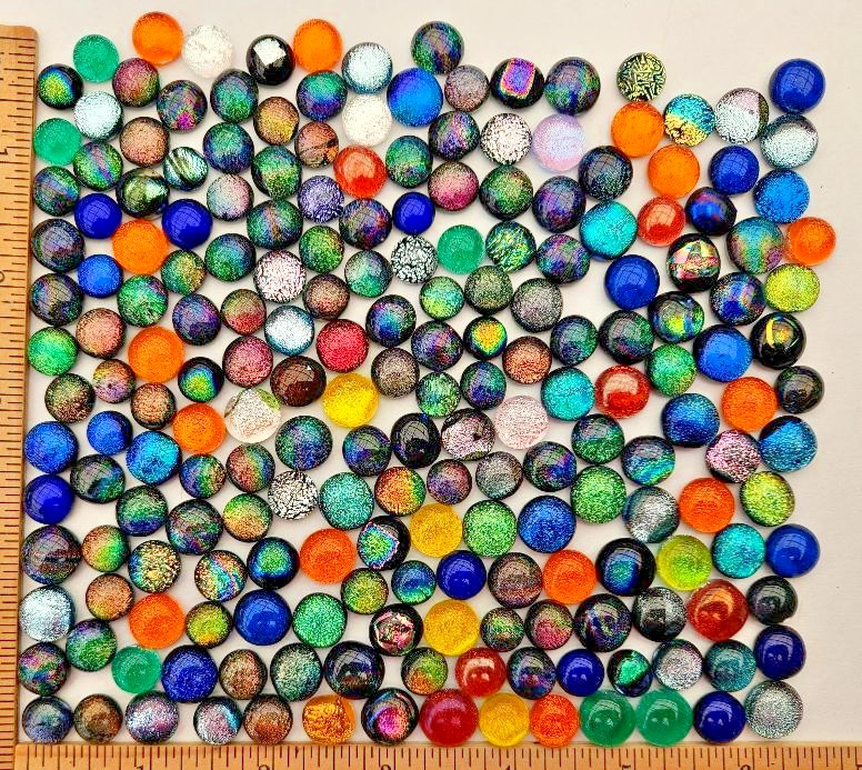 200+ Small Handcrafted Dichroic Glass Cabochons/Lot/Jewelry Making/90 COE