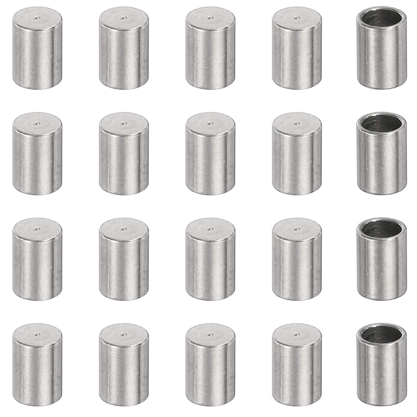 20Pcs 3 mm Dia. Stainless Steel Rope End Caps Silver Tone