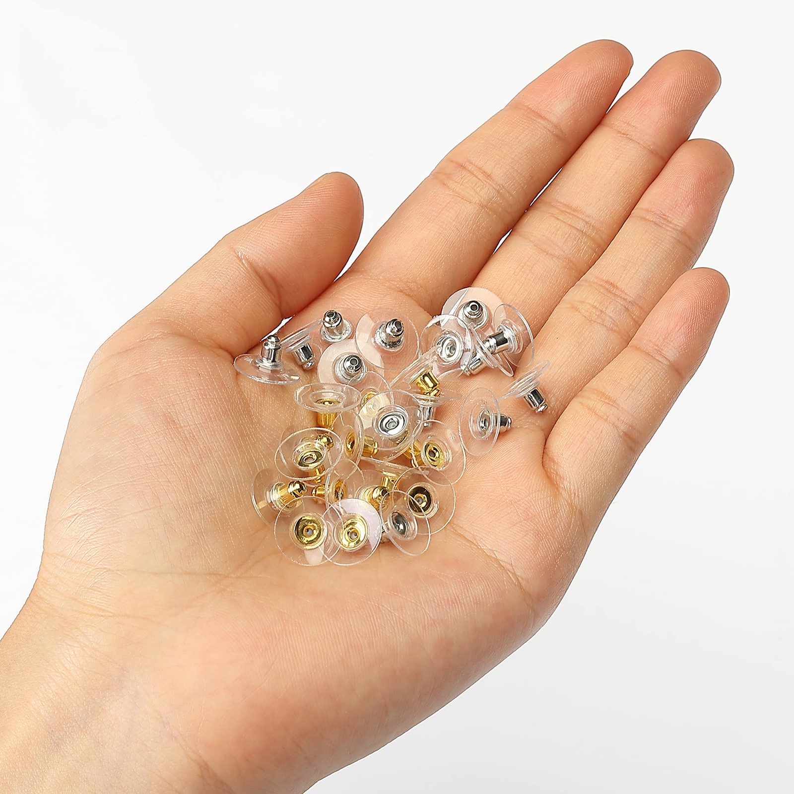 Mr. Pen Bullet Clutch Earring Backs – 76 Pcs, Gold & Silver, Rubber Backs for St
