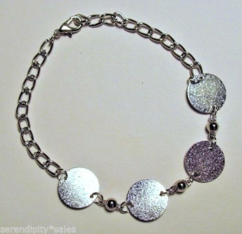 5 SILVER METAL BRACELET Blanks Forms 4 Round pads 15mm (approx 5/8″) Chain Links